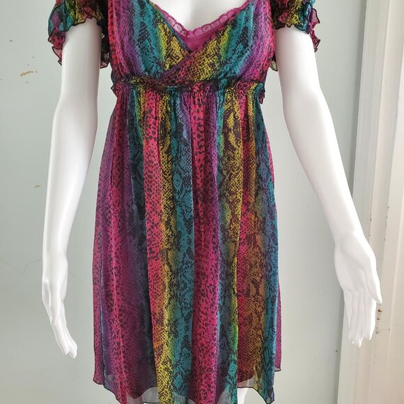 Betsey Johnson Womens 100% Silk Snake Skin Print Dress size 6 - Picture 2 of 4